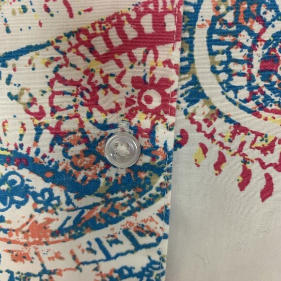 Foxcroft Womens Blouse 16 3/4 Sleeve Button Up Paisley Ivory Shirt Wrinkle Free - Picture 7 of 15